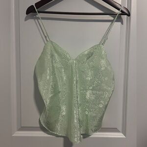 VINTAGE MINT GREEN SATIN LINGERIE CAMI TOP